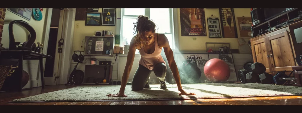 Woman exercising on a mat in a home gym, emphasizing effective home workouts for weight loss and fitness.