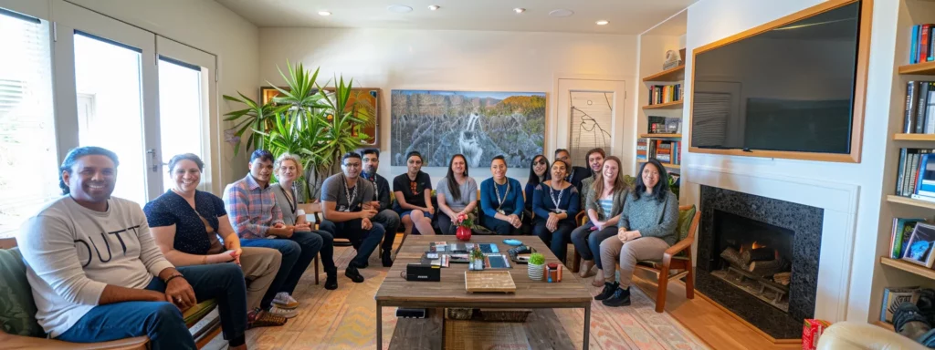 Diverse group of people gathered in a cozy living room, discussing weight loss and wellness strategies, surrounded by plants and bookshelves.