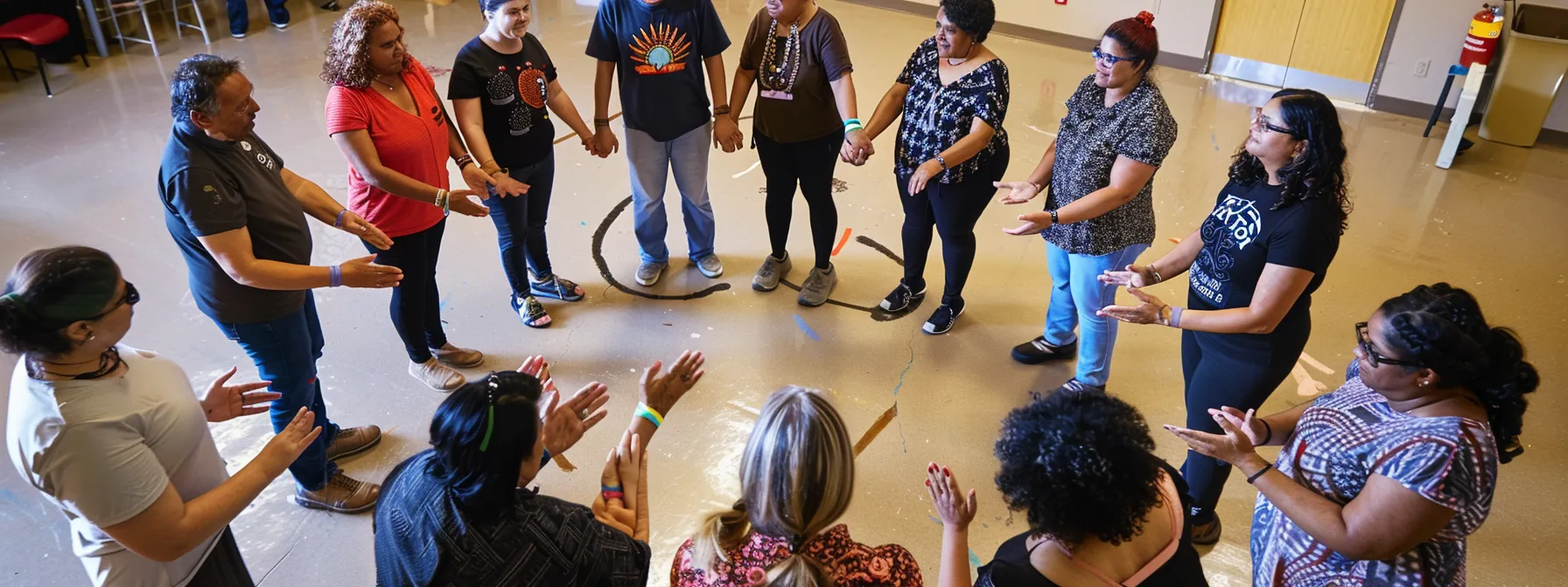 Diverse group of individuals engaged in a supportive circle, sharing experiences and encouragement during a community gathering focused on weight loss and personal transformation.