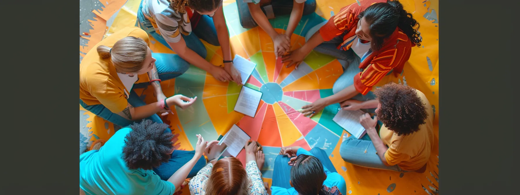 a group of diverse individuals surrounded by charts and graphs, engaged in lively discussions and setting challenges to maximize their weight loss journey through forums.