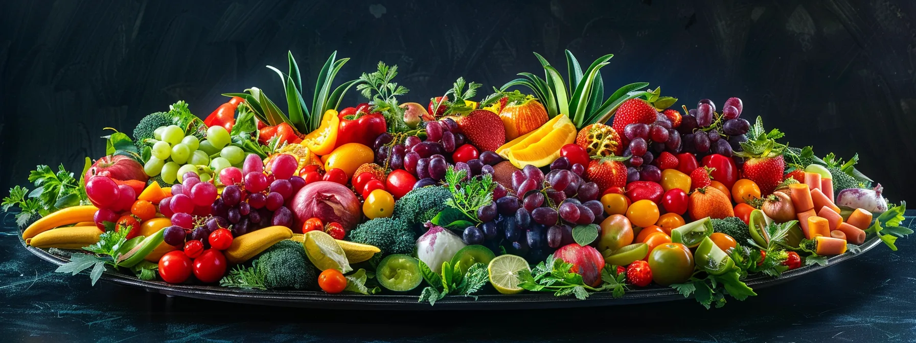 Vibrant salad bowl overflowing with a variety of fresh fruits and vegetables, emphasizing healthy plant-based nutrition for vegan weight loss strategies.