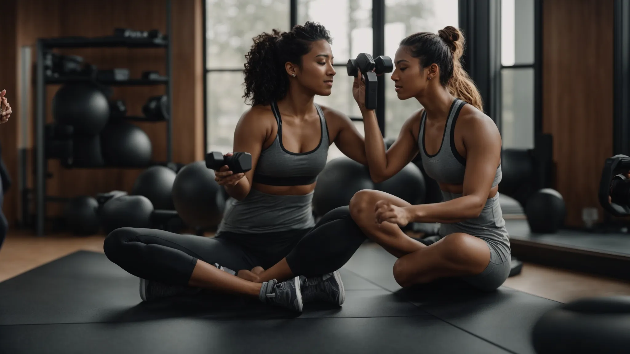 two friends working out together virtually, sharing goals and supporting each other's weight loss journey, boosting motivation and accountability in a positive and encouraging setting. two friends working out together virtually, sharing goals and supporting each other's weight loss journey, boosting motivation and accountability in a positive and encouraging setting.