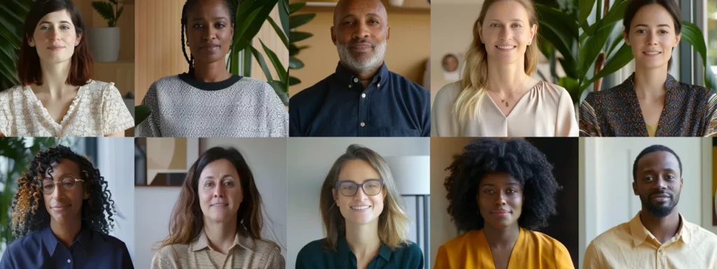 Diverse group of motivated individuals smiling and engaging, representing community support and motivation for weight loss and wellness.